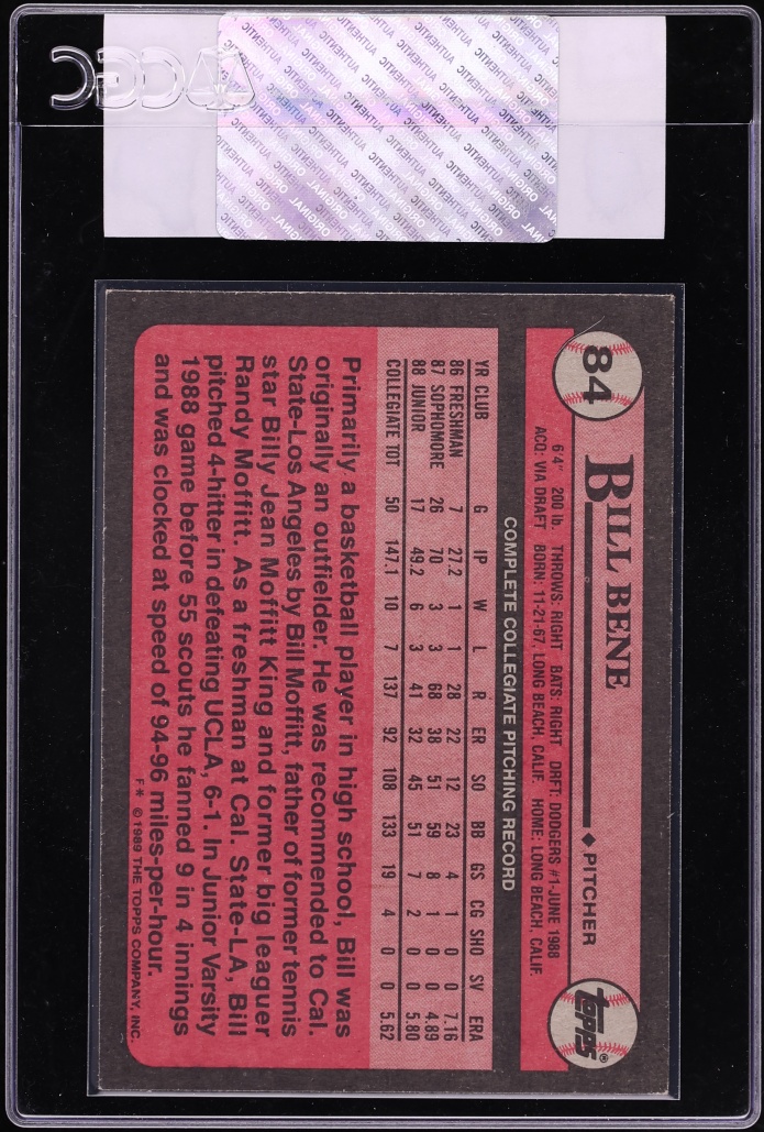 1989 Topps Bill Bene #84 CGC AUTH