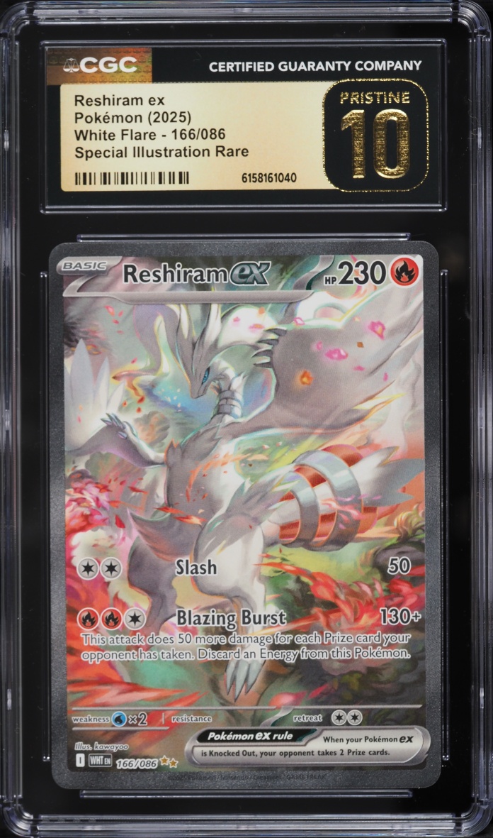 2025 Pokemon Scarlet & Violet White Flare SIR Reshiram Ex #166 CGC 10 PRISTINE
