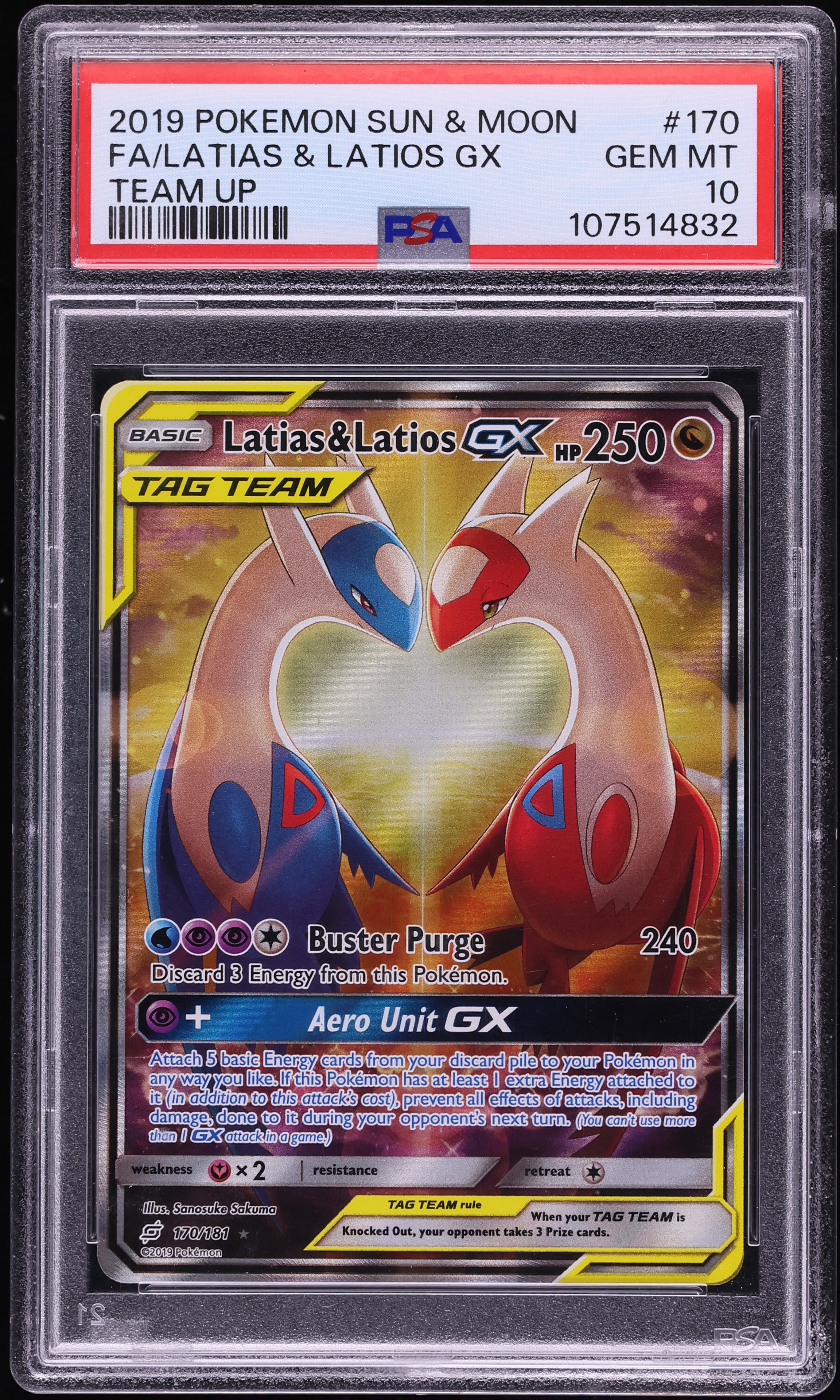 2019 Pokemon Sun & Moon Team Up Full Art Latias & Latios GX #170 PSA 10 GEM MINT