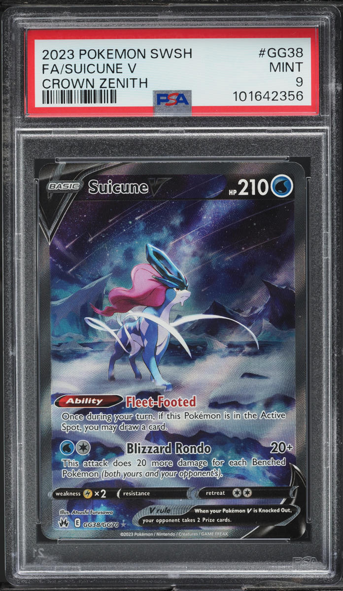 2023 Pokemon SWSH Crown Zenith Full Art Suicune V #GG38 PSA 9 MINT