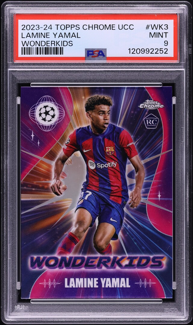 2023 Topps Chrome UEFA Club Competitions Wonderkids Lamine Yamal ROOKIE #WK-3 PSA 9 MINT