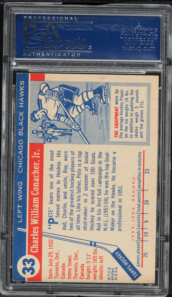 1954 Topps Hockey Pete Conacher #33 PSA 6 EXMT