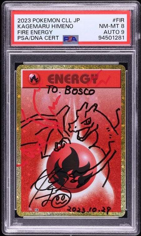 2023 Pokemon Japanese CLL Fire Energy Himeno AUTO DNA 9 #FIR PSA 8 NM-MT