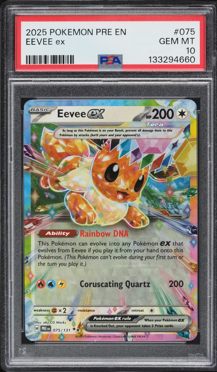 2025 Pokemon Scarlet & Violet Prismatic Evolutions Holo Eevee EX #75 PSA 10 GEM MINT