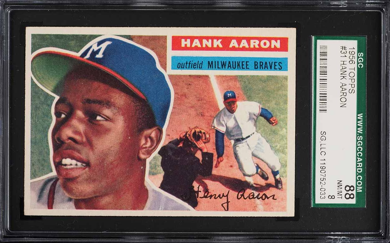 1956 Topps Hank Aaron WHITE BACK #31 SGC 8 NM-MT