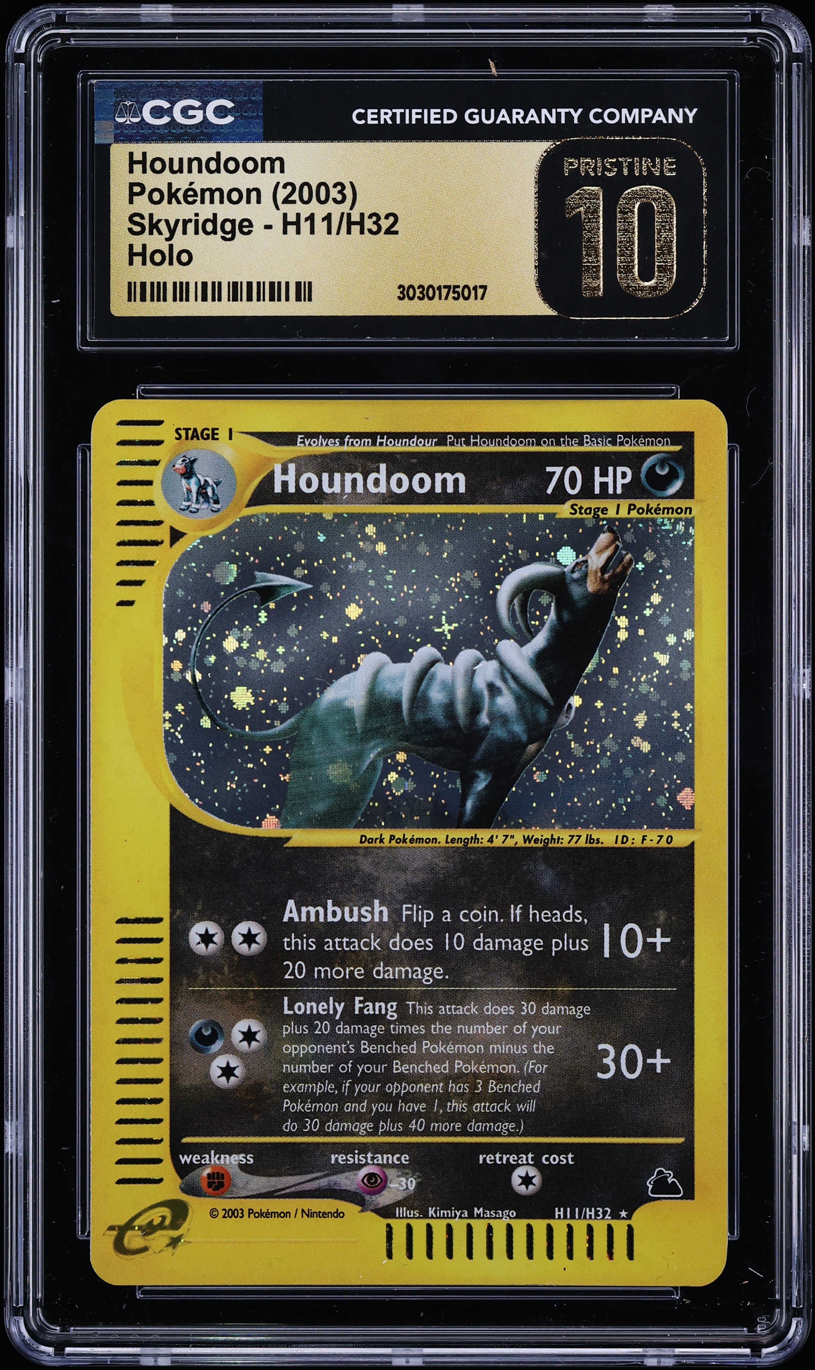 2003 Pokemon Skyridge Holo Houndoom #H11 CGC 10 PRISTINE