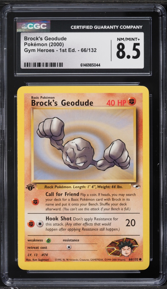 2000 Pokemon Gym Heroes 1st Edition Brock's Geodude #66 CGC 8.5 NM-MT+