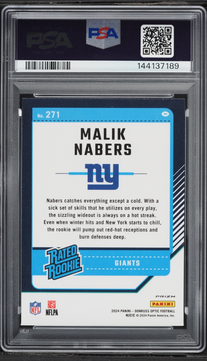 2024 Donruss Optic Green Hyper Malik Nabers ROOKIE #271 PSA 9 MINT