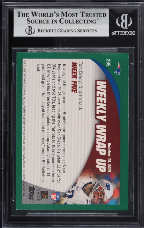 2002 Topps Football Tom Brady #295 BGS 8.5 NM-MT+