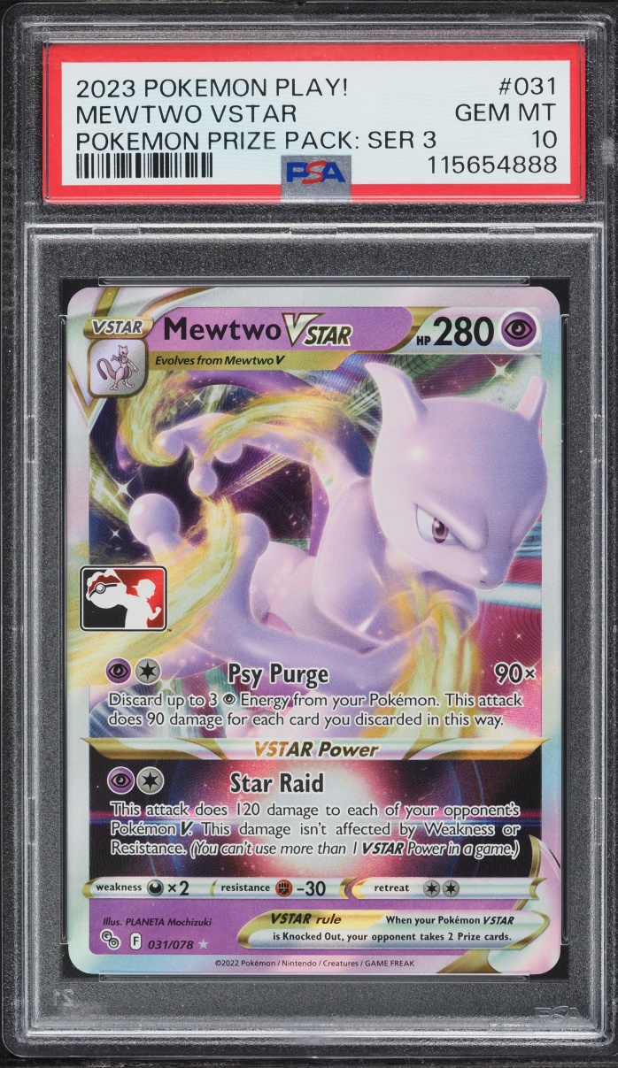 2023 Pokemon Play! Prize Pack Series 3 Mewtwo VSTAR #031 PSA 10 GEM MINT
