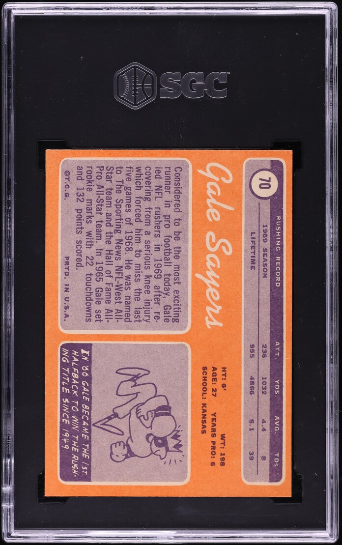 1970 Topps Football Gale Sayers #70 SGC 2.5 GD+