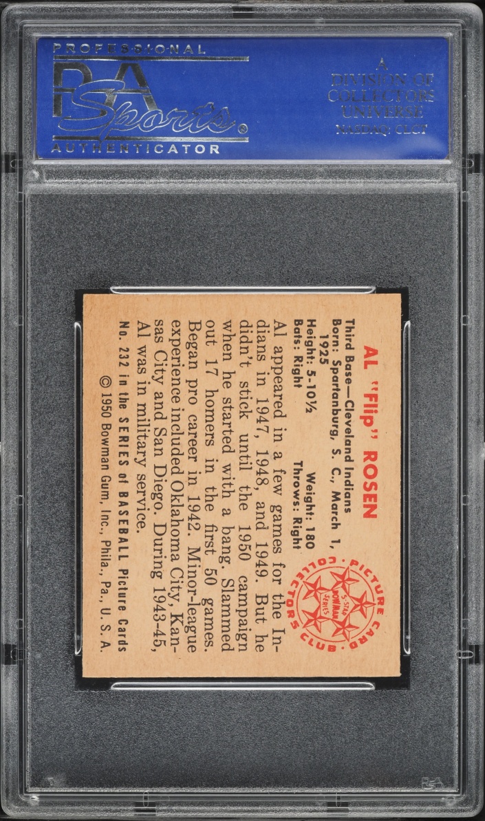 1950 Bowman AL Flip Rosen ROOKIE #232 PSA 7 NRMT