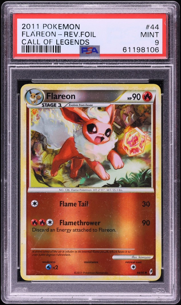 2011 Pokemon Call Of Legends Reverse Holo Flareon #44 PSA 9 MINT