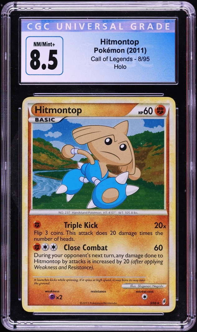 2011 Pokemon HeartGold & SoulSilver Call Of Legends Holo Hitmontop #8 CGC 8.5 NM-MT+