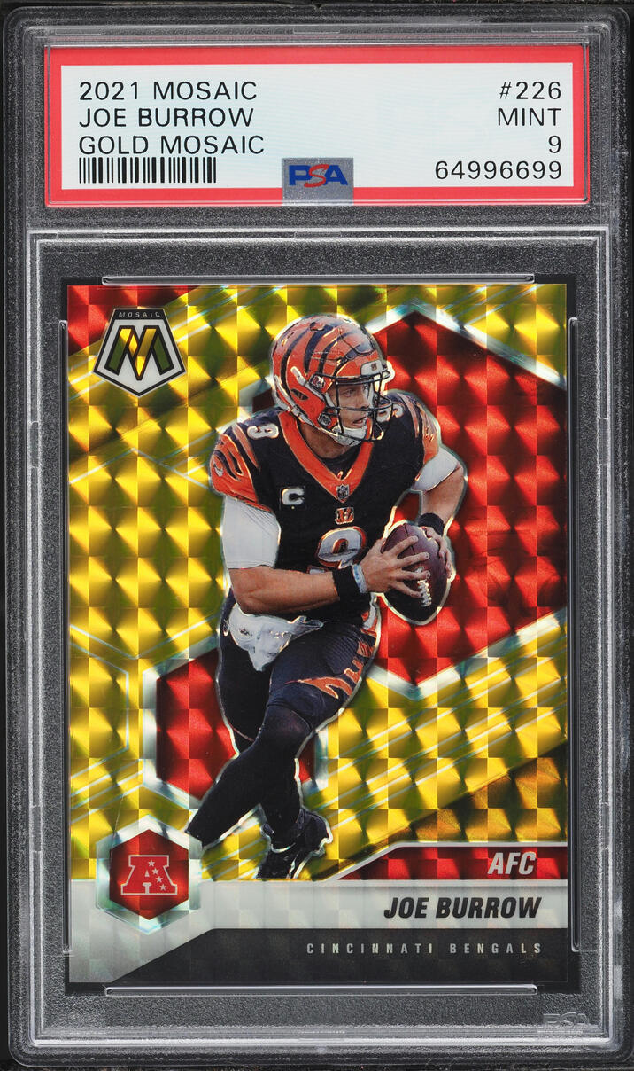 2021 Panini Mosaic Gold Prizm Joe Burrow 1/10 #226 PSA 9 MINT