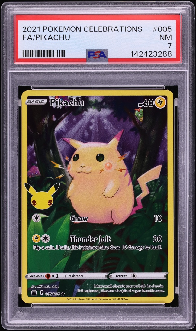 2021 Pokemon Sword & Shield Celebrations Full Art Pikachu #5 PSA 7 NRMT