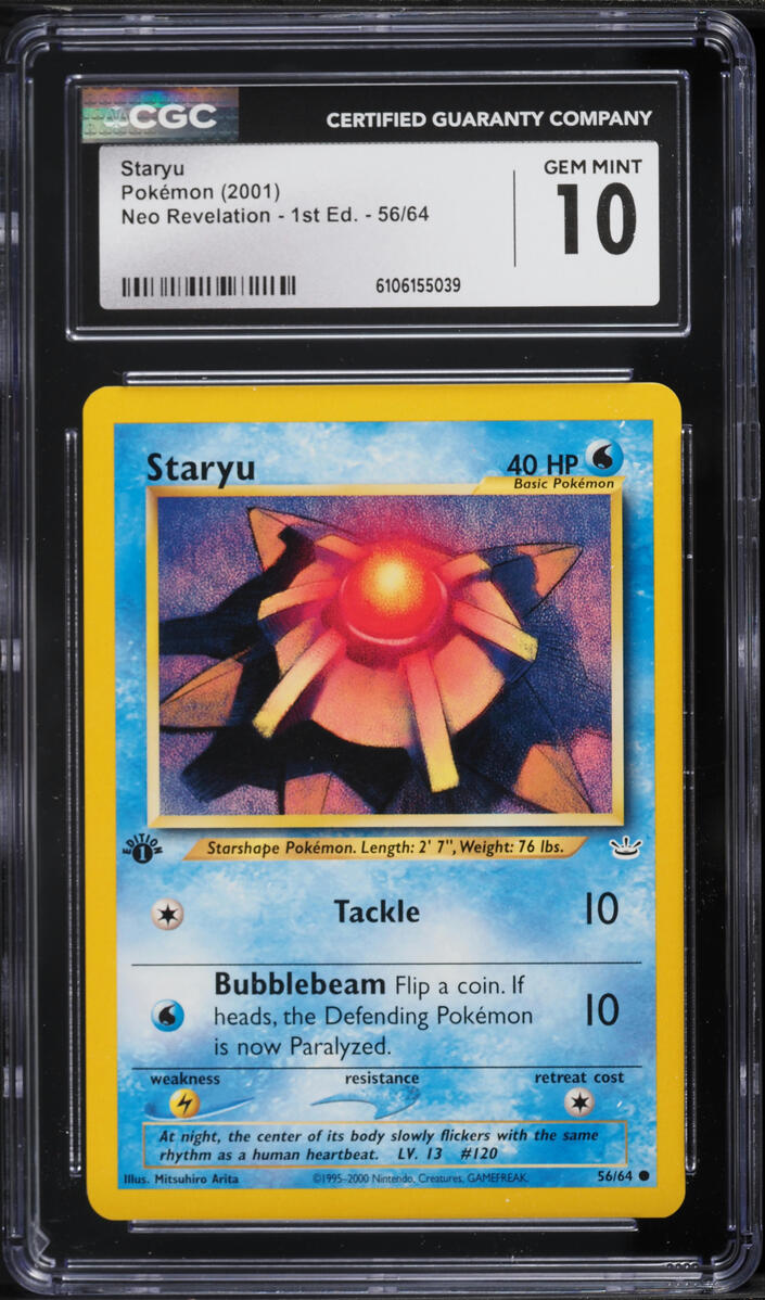 2001 Pokemon Neo Revelation 1st Edition Staryu #56 CGC 10 GEM MINT