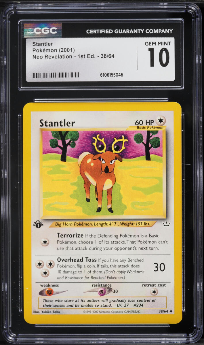 2001 Pokemon Neo Revelation 1st Edition Stantler #38 CGC 10 GEM MINT