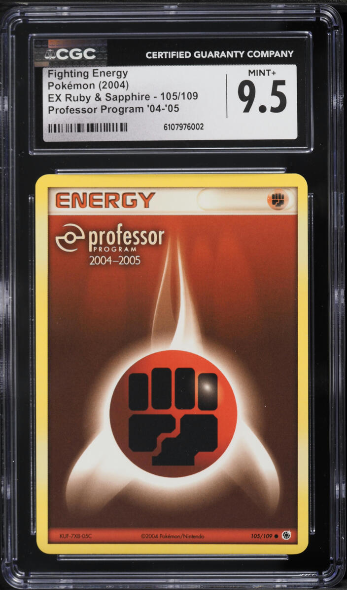 2004 Pokemon EX Ruby & Sapphire Professor Program Fighting Energy #105 CGC 9.5 MINT+