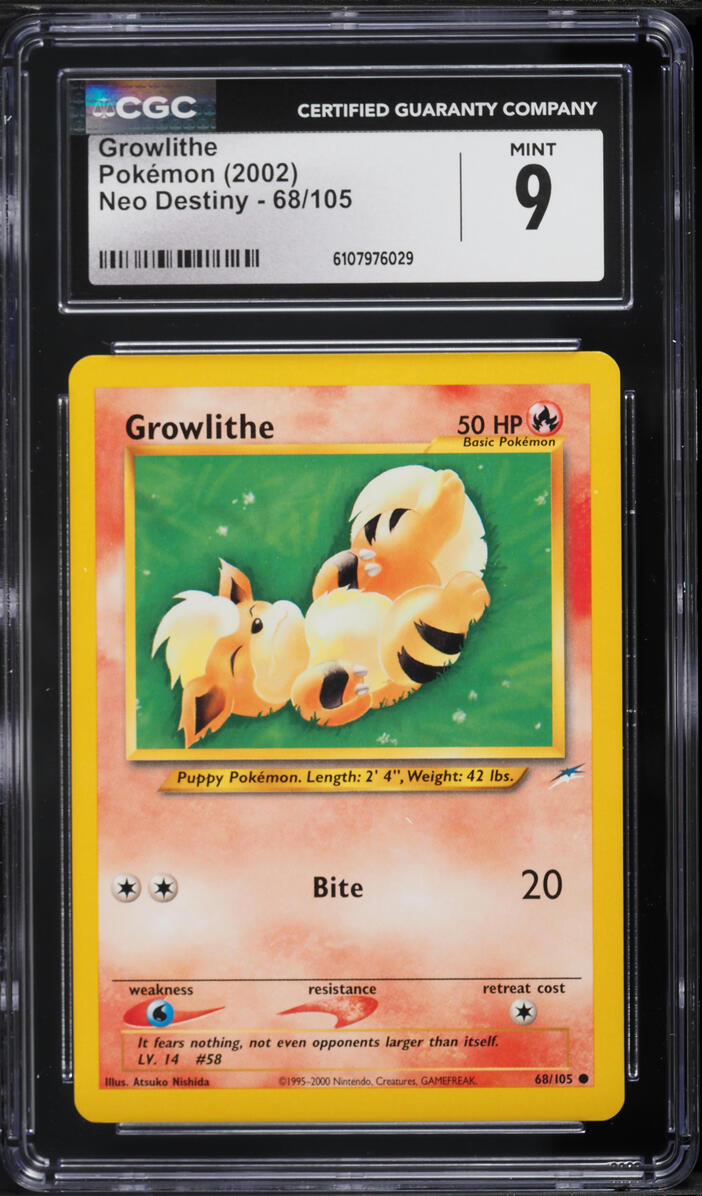 2002 Pokemon Neo Destiny Growlithe #68 CGC 9 MINT