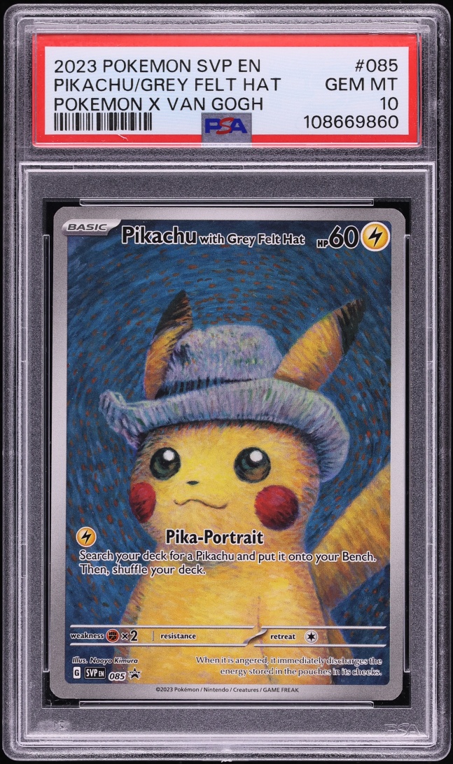 2023 Pokemon Scarlet & Violet Promo Van Gogh Pikachu With Grey Felt Hat #85 PSA 10 GEM MINT