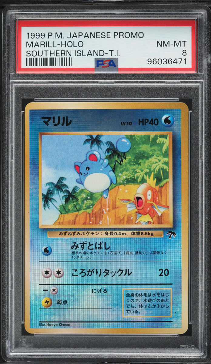1999 Pokemon Japanese Promo Southern Island Holo Marill PSA 8 NM-MT