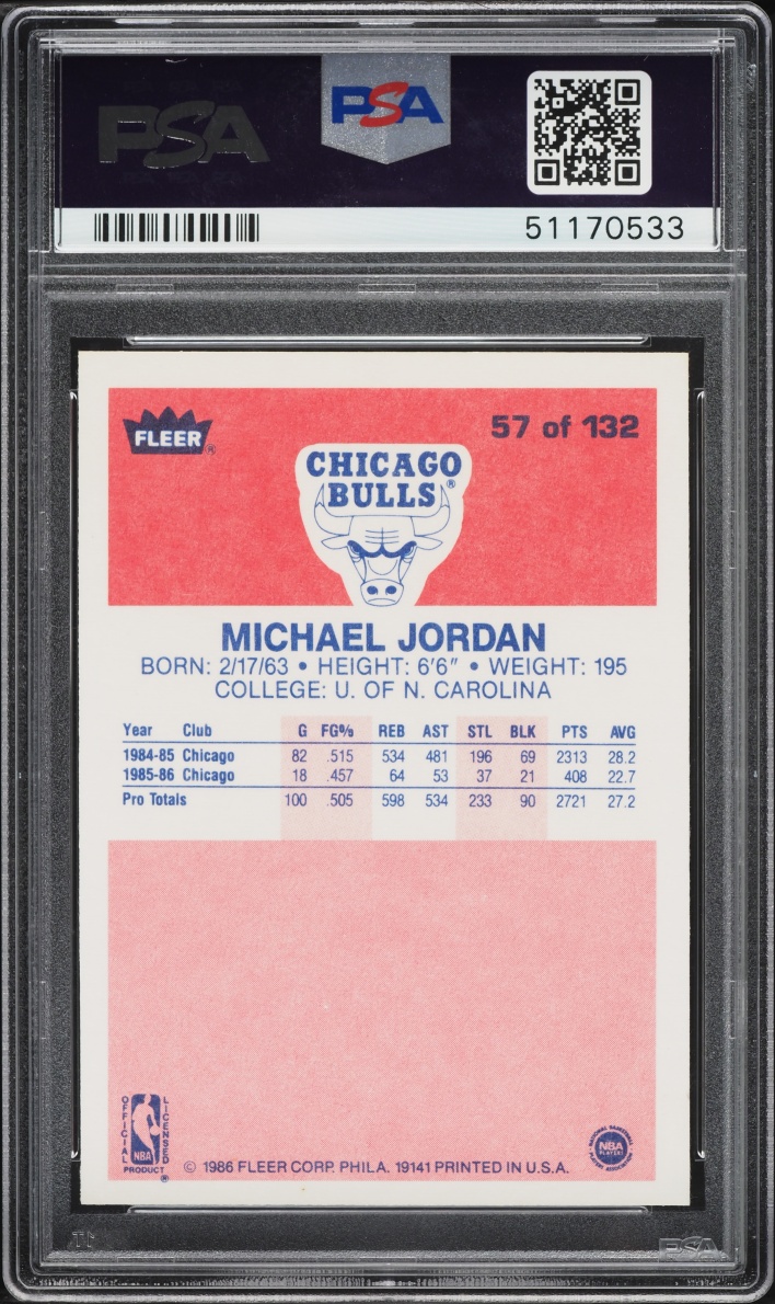 1986 Fleer Basketball Michael Jordan ROOKIE #57 PSA 9 MINT