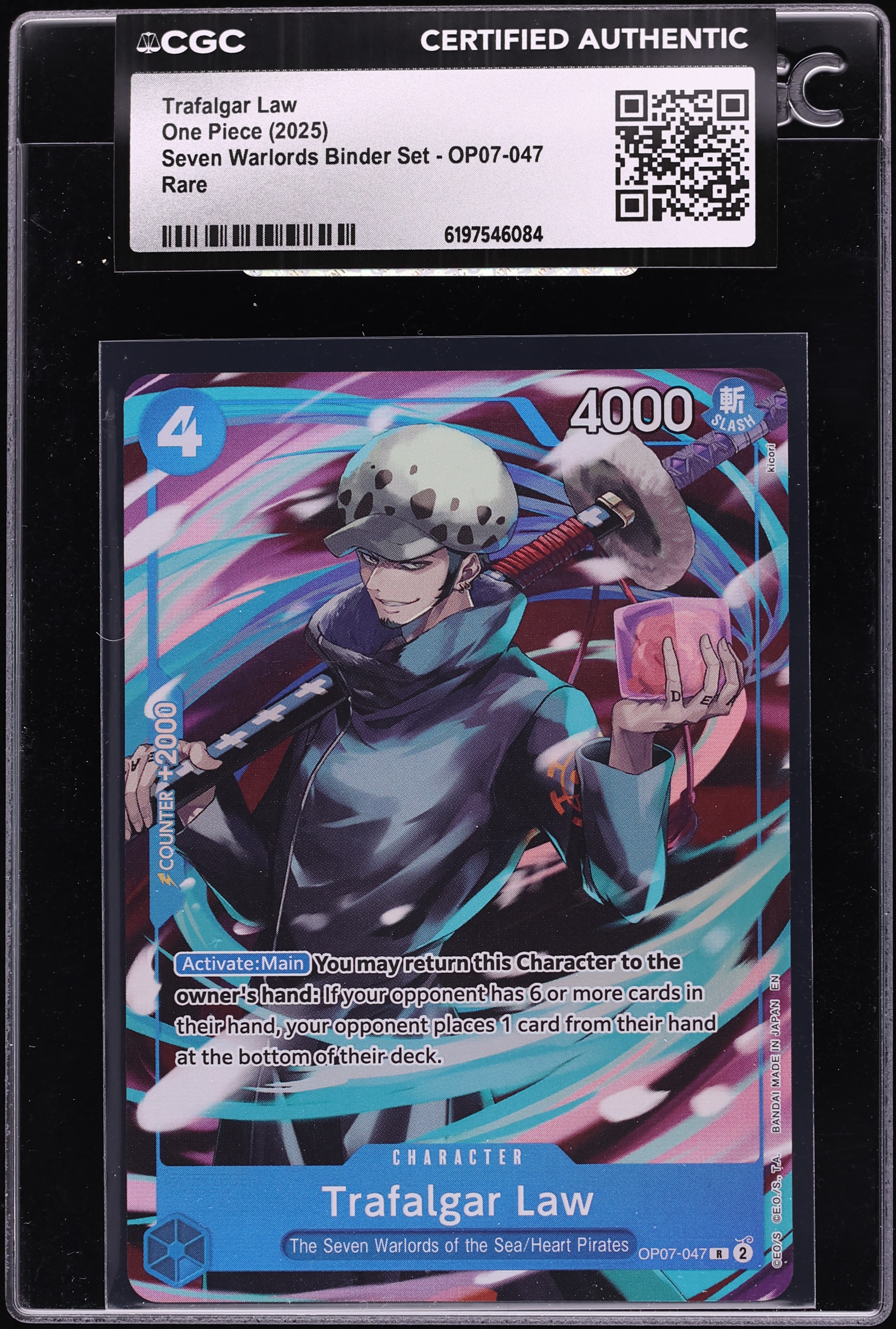 2025 One Piece Seven Warlords Binder Set Alt Art Trafalgar Law #OP07-047 CGC AUTH