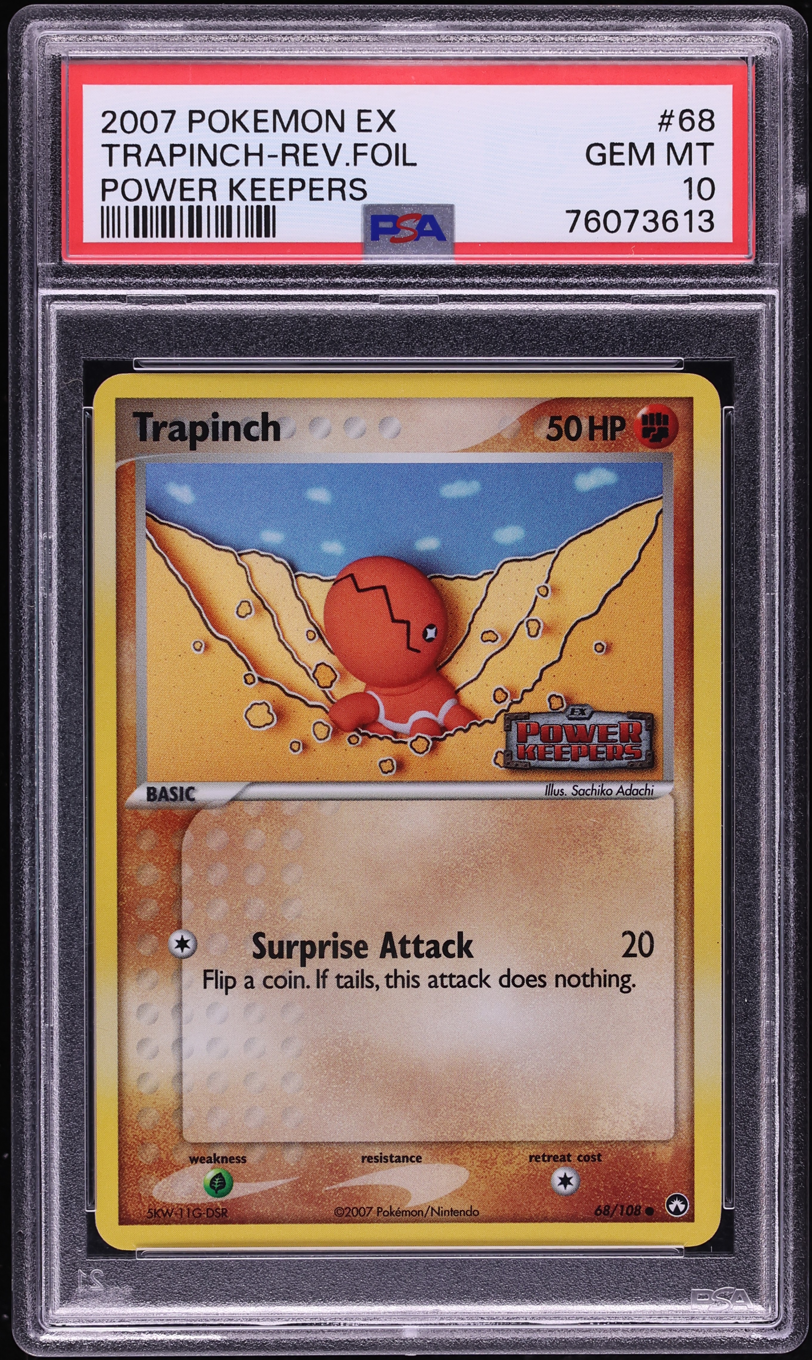 2007 Pokemon EX Power Keepers Reverse Holo Trapinch #68 PSA 10 GEM MINT