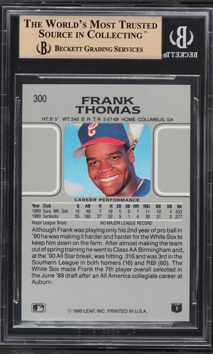 1990 Leaf Frank Thomas ROOKIE #300 BGS 9.5 GEM MINT