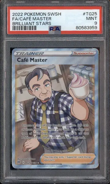 2022 Pokemon Sword & Shield Brilliant Stars #TG25 Full Art Café Master PSA 9