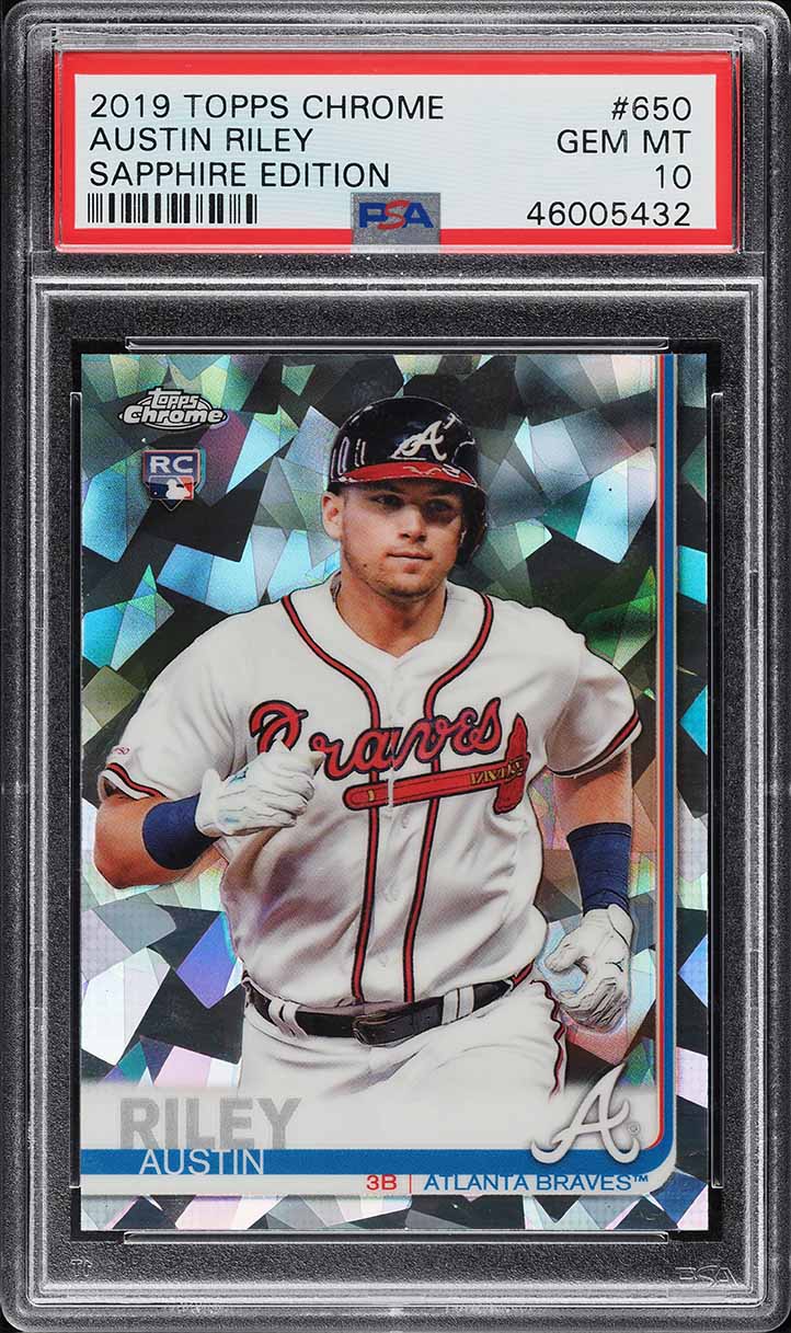 2019 Topps Chrome Sapphire Austin Riley ROOKIE #650 PSA 10 GEM MINT