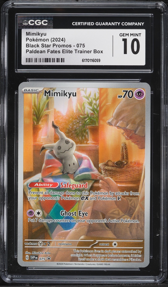 2024 Pokemon Scarlet & Violet Promo Paldean Fates ETB Full Art Mimikyu #75 CGC 10 GEM MINT