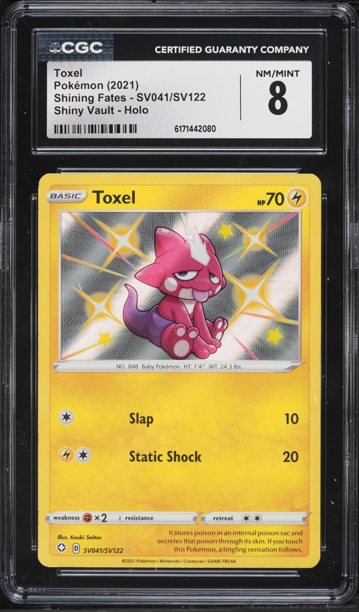 2021 Pokemon Sword & Shield Shining Fates Shiny Vault Toxel #SV041 CGC 8 NM-MT