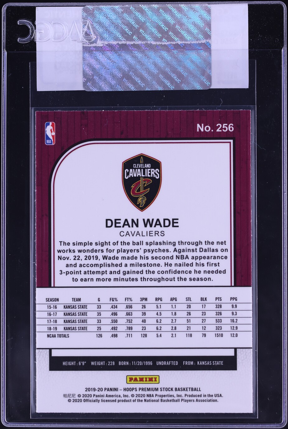 2019 Hoops Premium Stock Dean Wade ROOKIE #256 CGC AUTH