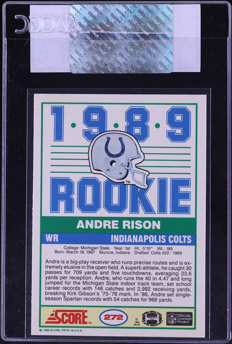 1989 Score Football Andre Rison ROOKIE #272 CGC AUTH