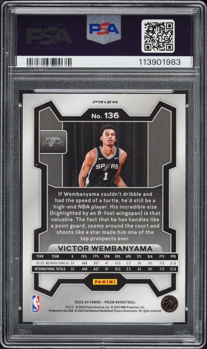 2023 Panini Prizm Red White & Blue Victor Wembanyama ROOKIE #136 PSA 9 MINT