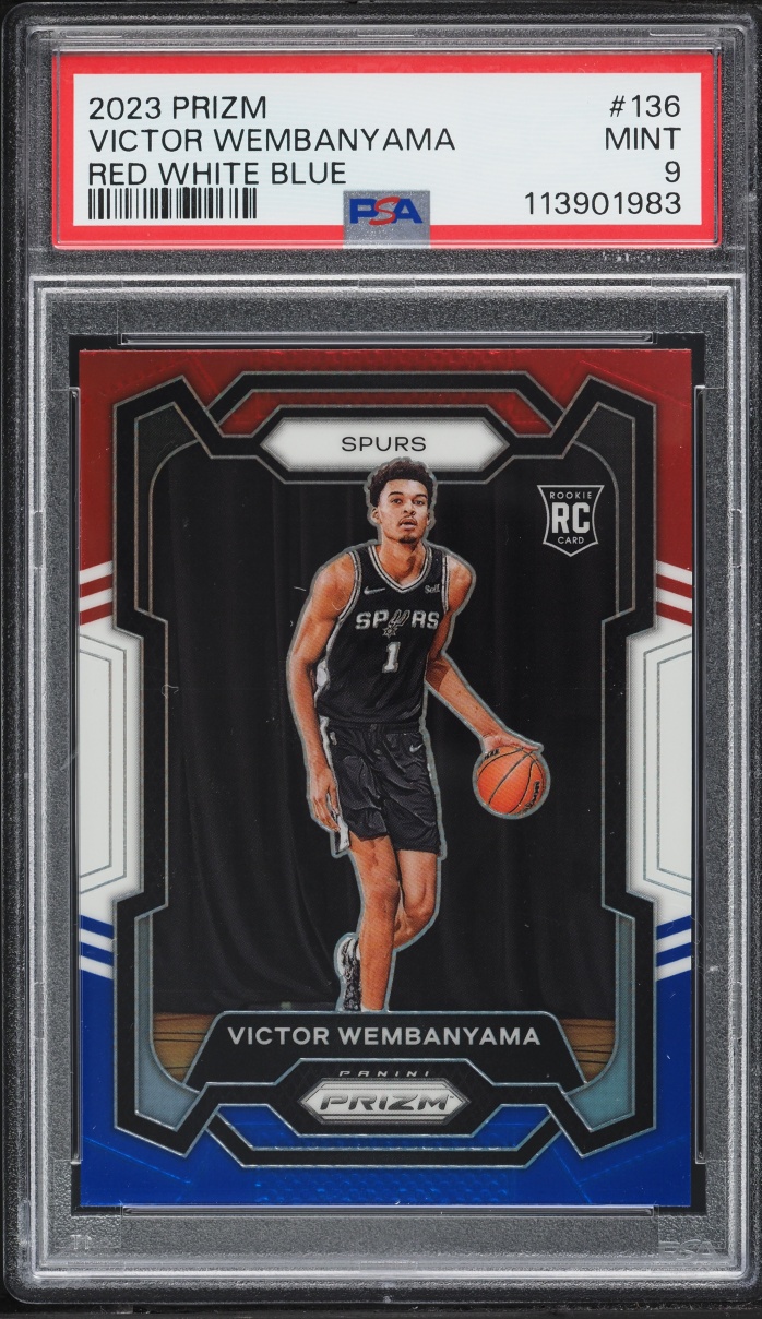 2023 Panini Prizm Red White & Blue Victor Wembanyama ROOKIE #136 PSA 9 MINT