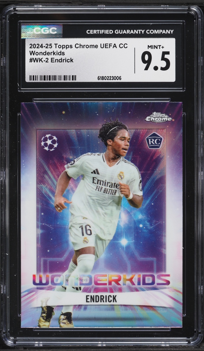 2024 Topps Chrome UEFA Club Competitions Wonderkids Endrick ROOKIE #WK-2 CGC 9.5 MINT+