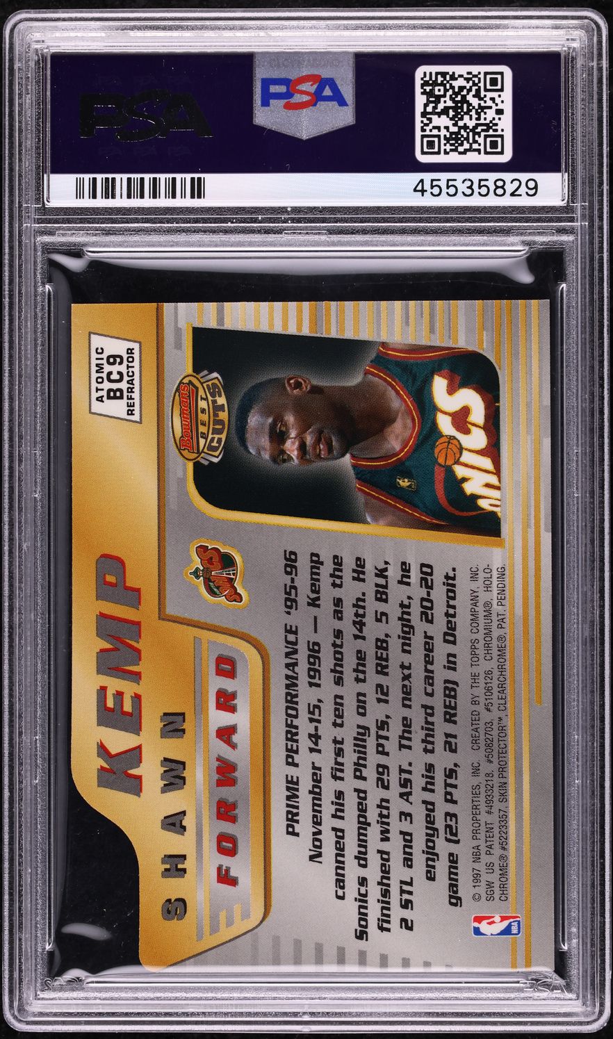 1996 Bowman's Best Cuts Atomic Refractor Shawn Kemp #BC9 PSA 9 MINT