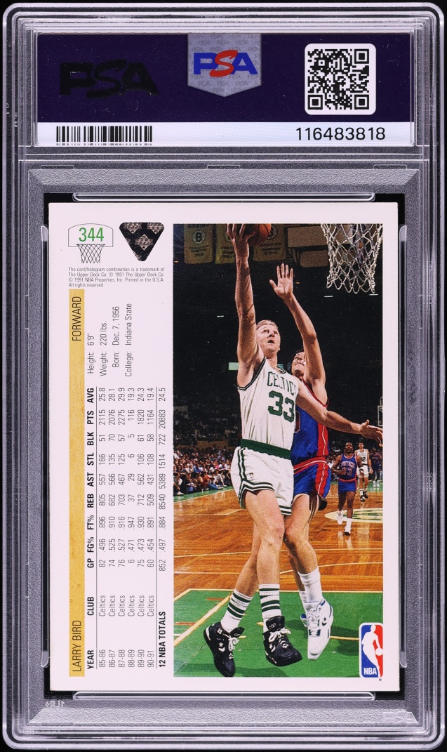 1991 Upper Deck Basketball Larry Bird #344 PSA 9 MINT