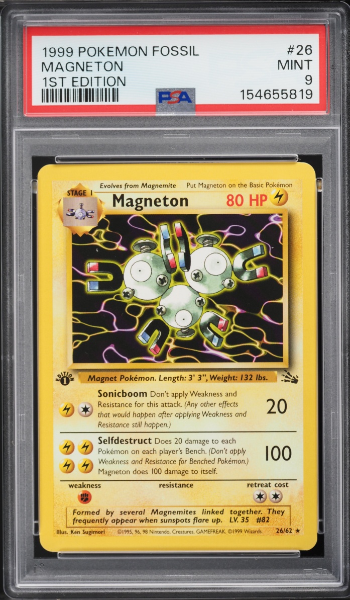 1999 Pokemon Fossil 1st Edition Magneton #26 PSA 9 MINT