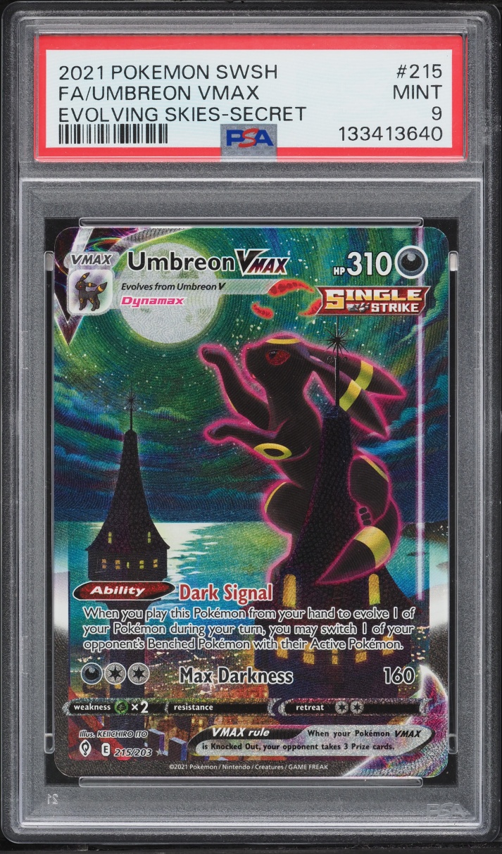 2021 Pokemon Sword & Shield Evolving Skies Alt Art Umbreon VMAX #215 PSA 9 MINT