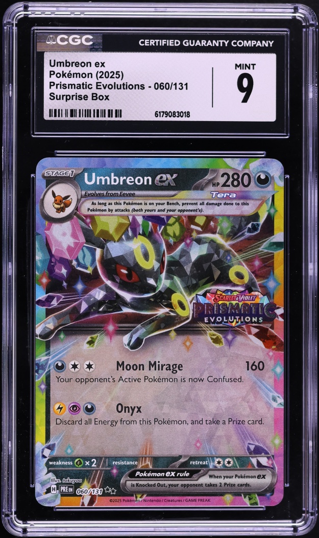 2025 Pokemon Scarlet & Violet Prismatic Evolutions Surprise Box Holo Umbreon ex #60 CGC 9 MINT