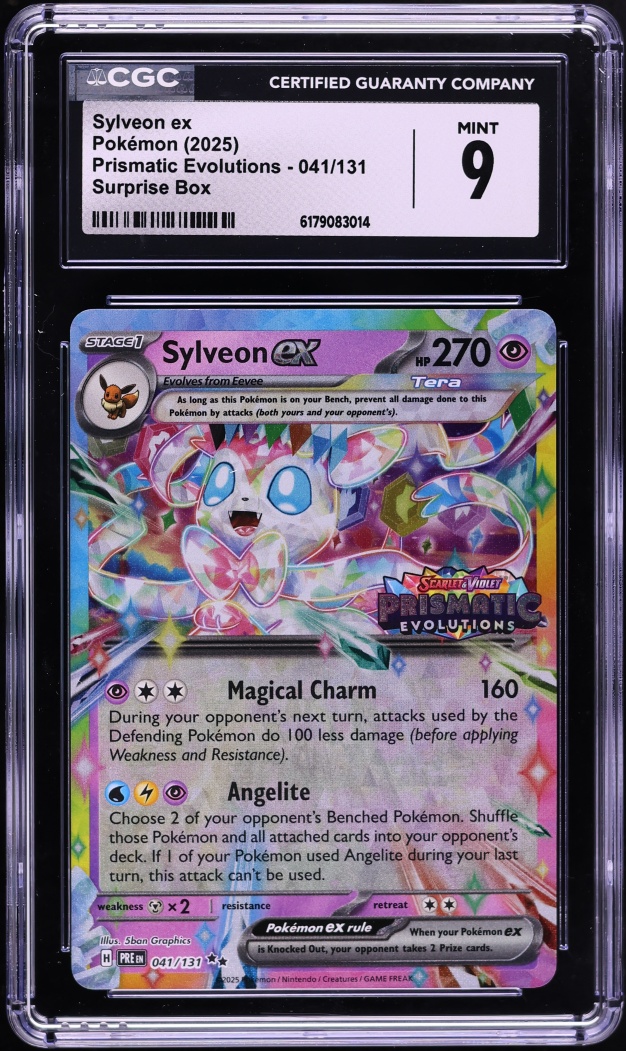 2025 Pokemon Scarlet & Violet Prismatic Evolutions Surprise Box Holo Sylveon ex #41 CGC 9 MINT