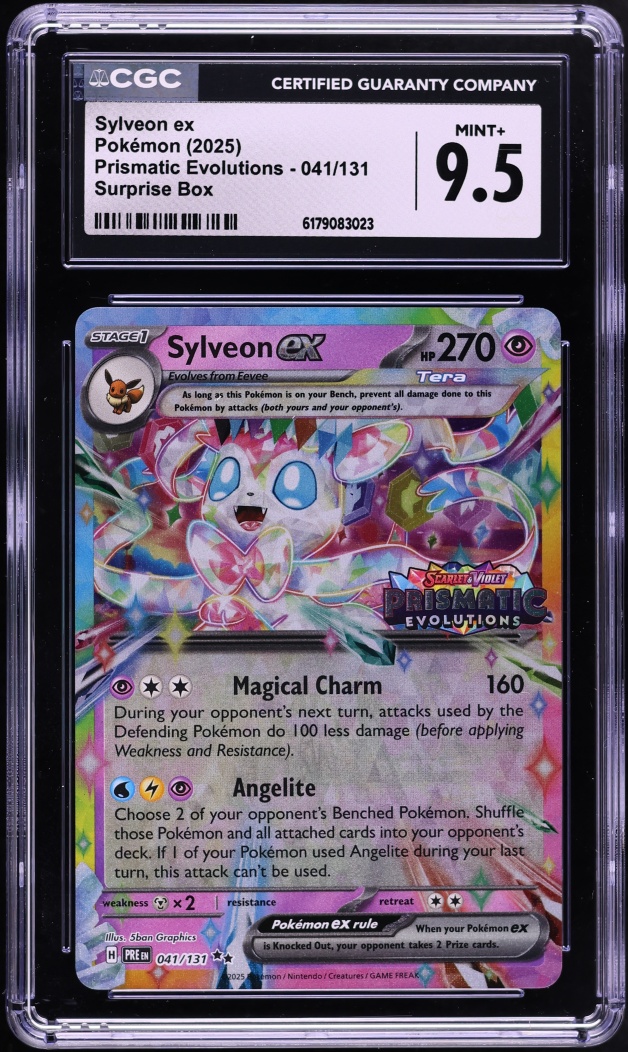 2025 Pokemon Scarlet & Violet Prismatic Evolutions Surprise Box Holo Sylveon ex #41 CGC 9.5