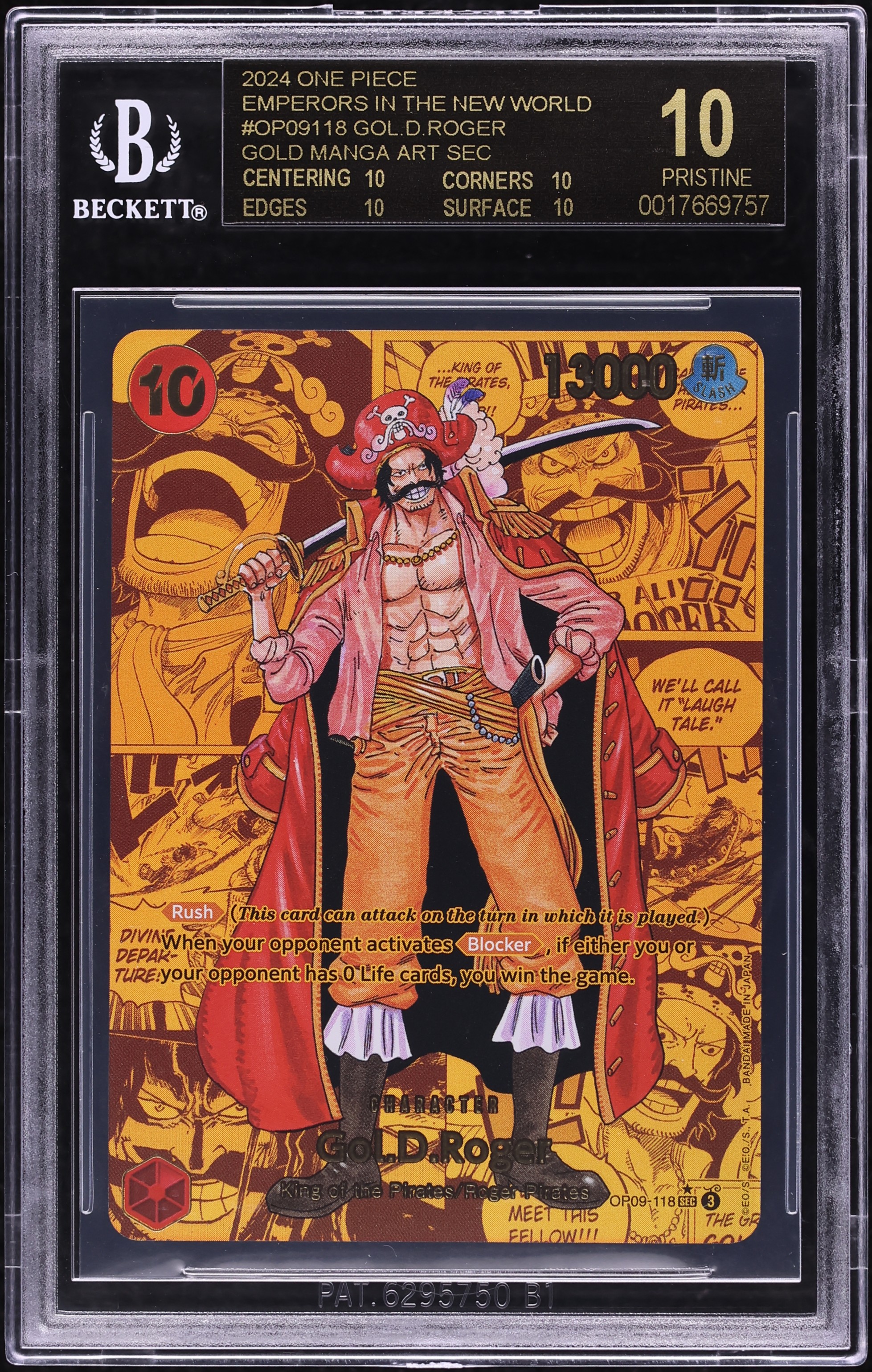 2024 One Piece Emperors New World Gold Manga Gol D. Roger BGS 10 