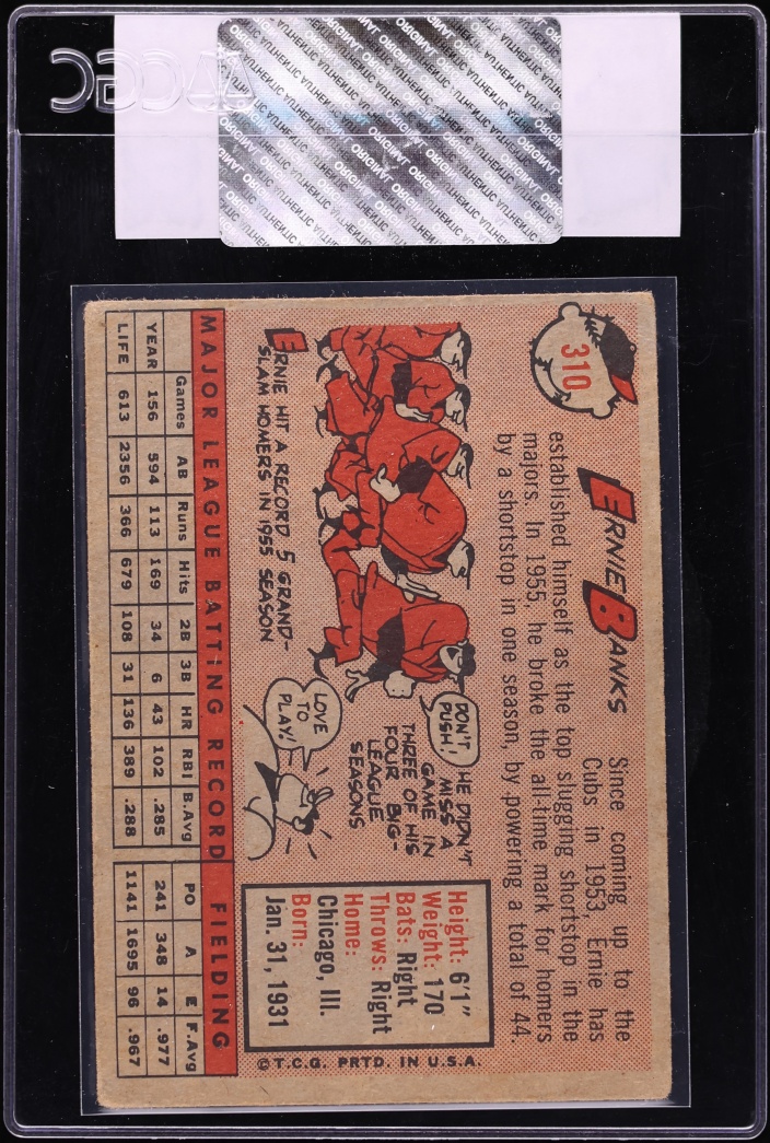 1958 Topps Ernie Banks #310 CGC AUTH