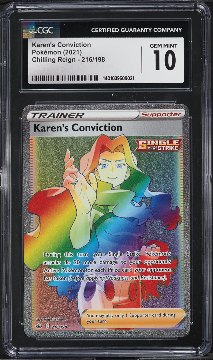 2021 Pokemon SWSH Chilling Reign Hyper Rare Karen's Conviction #216 CGC 10 GEM