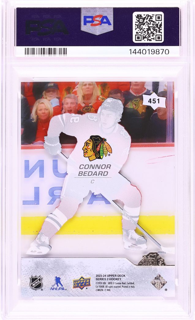 2023 Upper Deck Young Guns Clear Cut Connor Bedard ROOKIE #451 PSA 10 GEM MINT